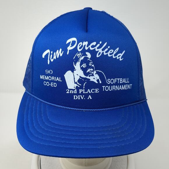 Tim Percifield Snapback Trucker Hat Blue OS Rope The Madhatter Vintage - Picture 2 of 10